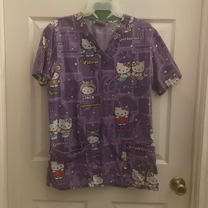 Adorable zodiac Hello kitty scrub top